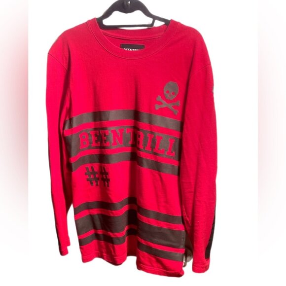 Vintage #BEENTRILL# Virgil Abloh athleisure trendy red crewneck streetwear top M - Picture 1 of 4